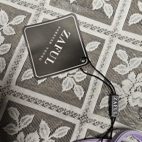 NWOT Size Zaful Pink and Lavender Ribbed Tie-Side Bikini Swimsuit - Picture 4 of 9